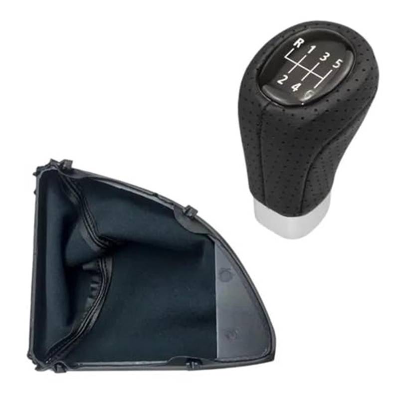 XEBRAD Manueller Schaltknauf, Gamaschenmanschette, for, 1er E81 E82 E87 E88 2003–2013, Auto-Styling-Abdeckungszubehör Schaltsackabdeckung fürs Auto(Black 6 Speed 2pcs) von XEBRAD