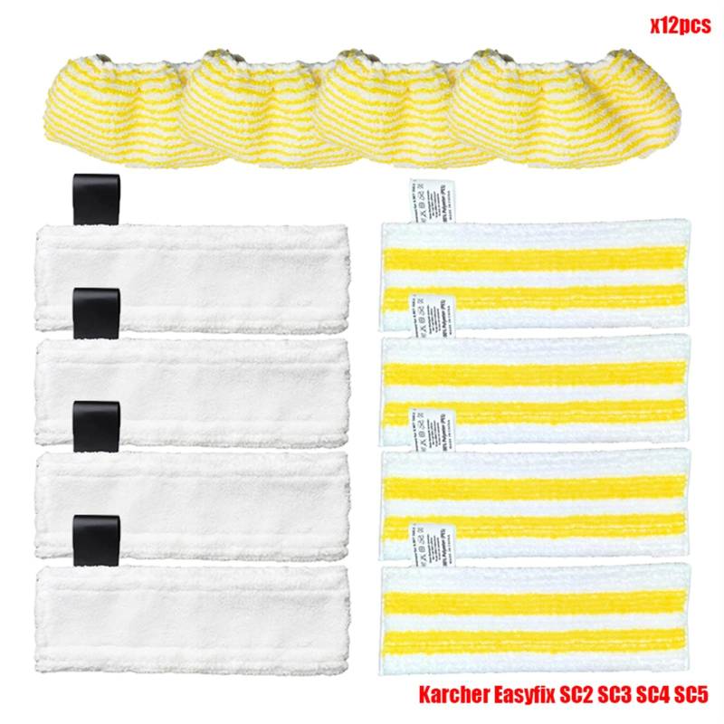 XEBRAD Neu Mikrofaser Steam Mop Lumpen Kopf Pinsel EasyFix SC2 SC3 SC4 SC5 Handheld Staubsauger Zubehör Glas Schaber Ersatzteile für Dampfreiniger(Set14) von XEBRAD