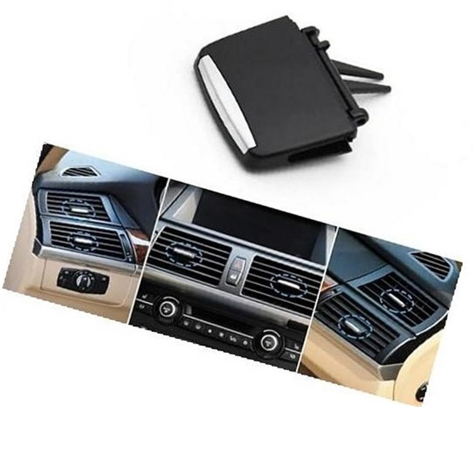 XEBRAD Reparatursatz for Armaturenbrett-Entlüftungsöffnungen vorne und hinten am Lüftungsgitter, Schieber, Clip, for, X5, X6, E70, E71 64229220101 Auto-Lüftungsclip(Black Front 1PC) von XEBRAD