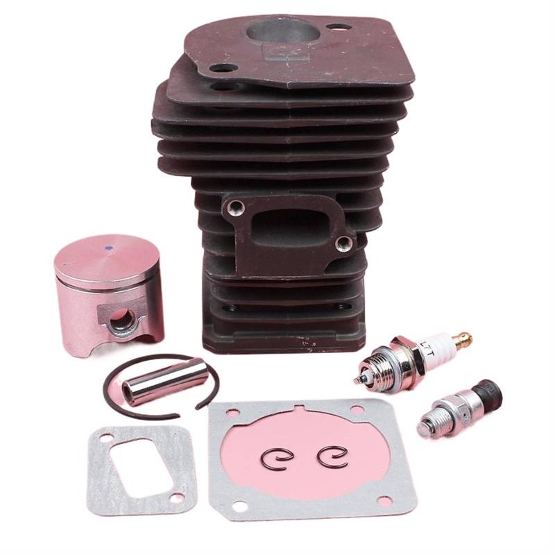 XEDLAMP 42 mm Zylinderkopf-Kolbenbolzen-Dichtungssatz, for Husqvarna 340 345 Kettensäge 503 87 02 76 W, Dekompressionsventil, Sicherungsring, Zündkerze Zylinderkolben für Gartengeräte von XEDLAMP