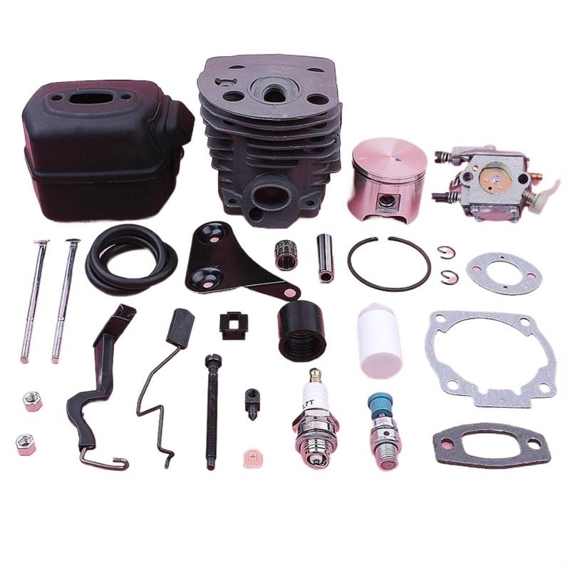 XEDLAMP 46 mm Zylinder Vergaser Auspuff Schalldämpfer Kolben Reparatursatz, for Husqvarna 55 51 Kettensäge 501766605 503218202 503281504 503609171 Zylinderkolben für Gartengeräte von XEDLAMP