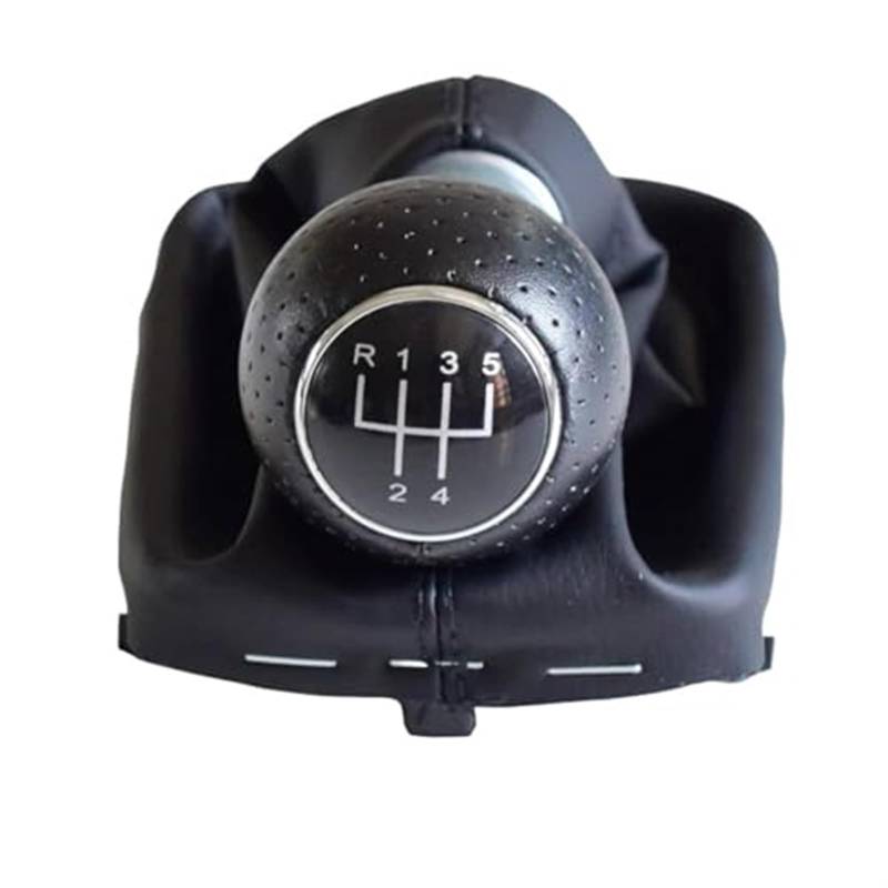 XEDLAMP Auto 5 6 Gang Schaltknauf Abdeckung for A3 S3 2001 2002 2003 Hebel Handball Stift Mit Leder Gamasche Boot Fall Kragen Schaltsack(Black 5 Speed-Silver) von XEDLAMP