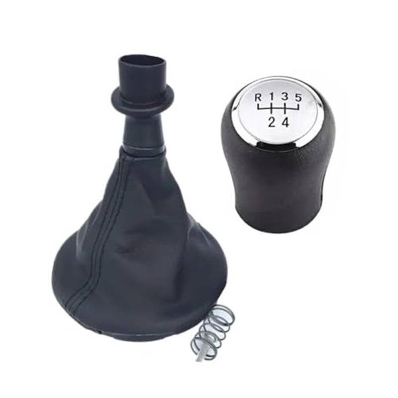 XEDLAMP Auto 6-Gang-Schaltknauf, for Transporter, for Multivan, Caravelle T5 2003–2010, Leder Schaltsack(Silver 5 Speed) von XEDLAMP