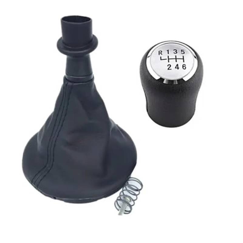 XEDLAMP Auto 6-Gang-Schaltknauf, for Transporter, for Multivan, Caravelle T5 2003–2010, Leder Schaltsack(Silver 6 Speed) von XEDLAMP