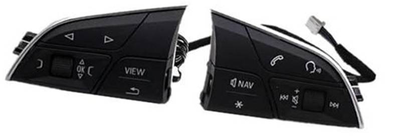 XEDLAMP Auto-Tempomat-Knopf Q5 A4 B9 2018 2019 2020 Auto-Multifunktions-Lenkrad-Knopfschalter MFSW-Schlüsselknopf mit Heizungs-Innenraumzubehör Auto-Lenkradschalter-Kit(Black No Heating) von XEDLAMP