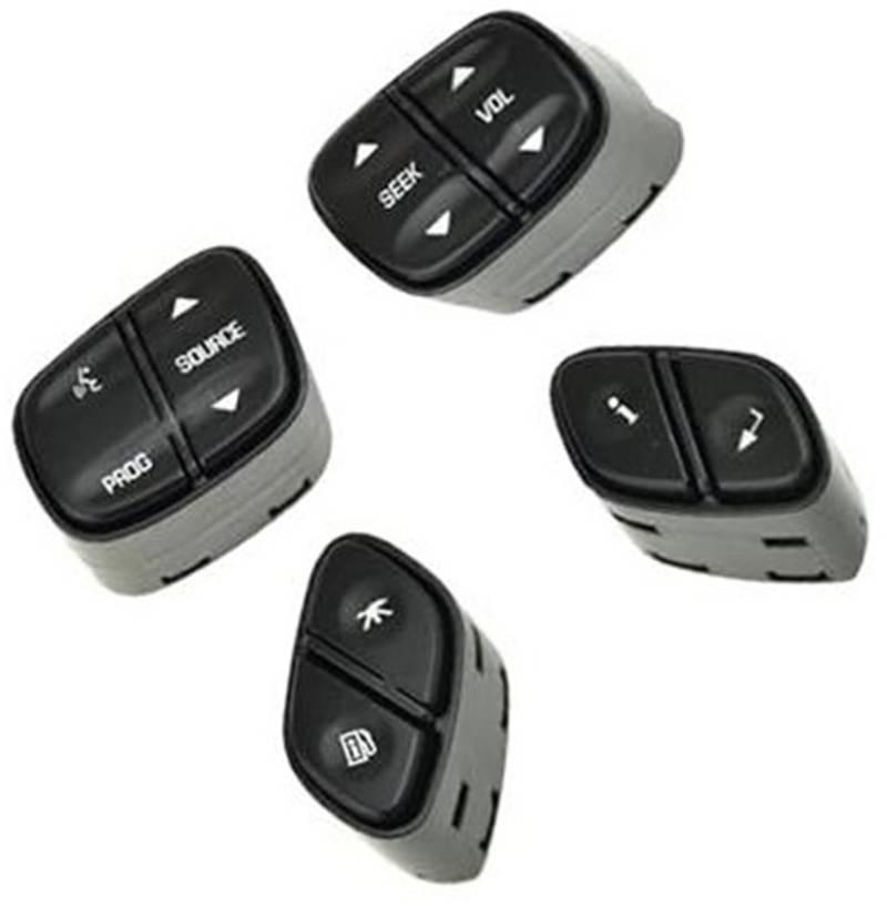 XEDLAMP Auto-Tempomat-Taste, for Cadillac, for Escalade 2003 2004 2005 2006, Auto-Lenkrad-Lautstärkeregler-Schalter, Taste 1999443, Radio-Quellenschalter 1999442 Auto-Lenkradschalter-Kit(Black Set) von XEDLAMP