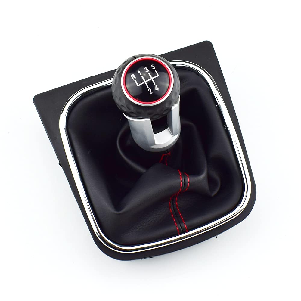 XEDLAMP Manueller Schaltknauf, Hebelstift, 5-6-Gang-Handball, Auto-Styling, for VW, for Volkswagen, for Golf 5 oder 6 MK5 oder 6 Auto-Schaltknauf(RED 5 Speed A) von XEDLAMP