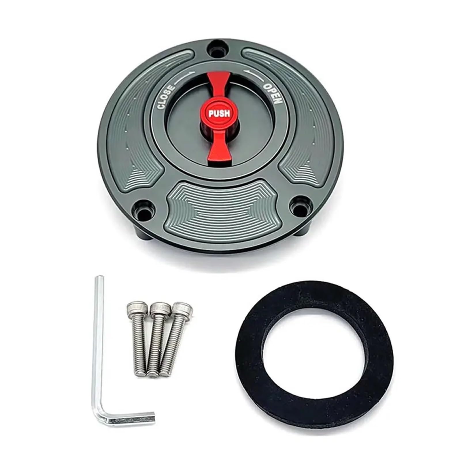 XEDLAMP Motorrad CNC Tankdeckel Abdeckung, for Yamaha, YZF R25 R3 2014-2018 YZF R125 2012 R15 2013-2014 R1 R6/R6S(Gray adn Red) von XEDLAMP