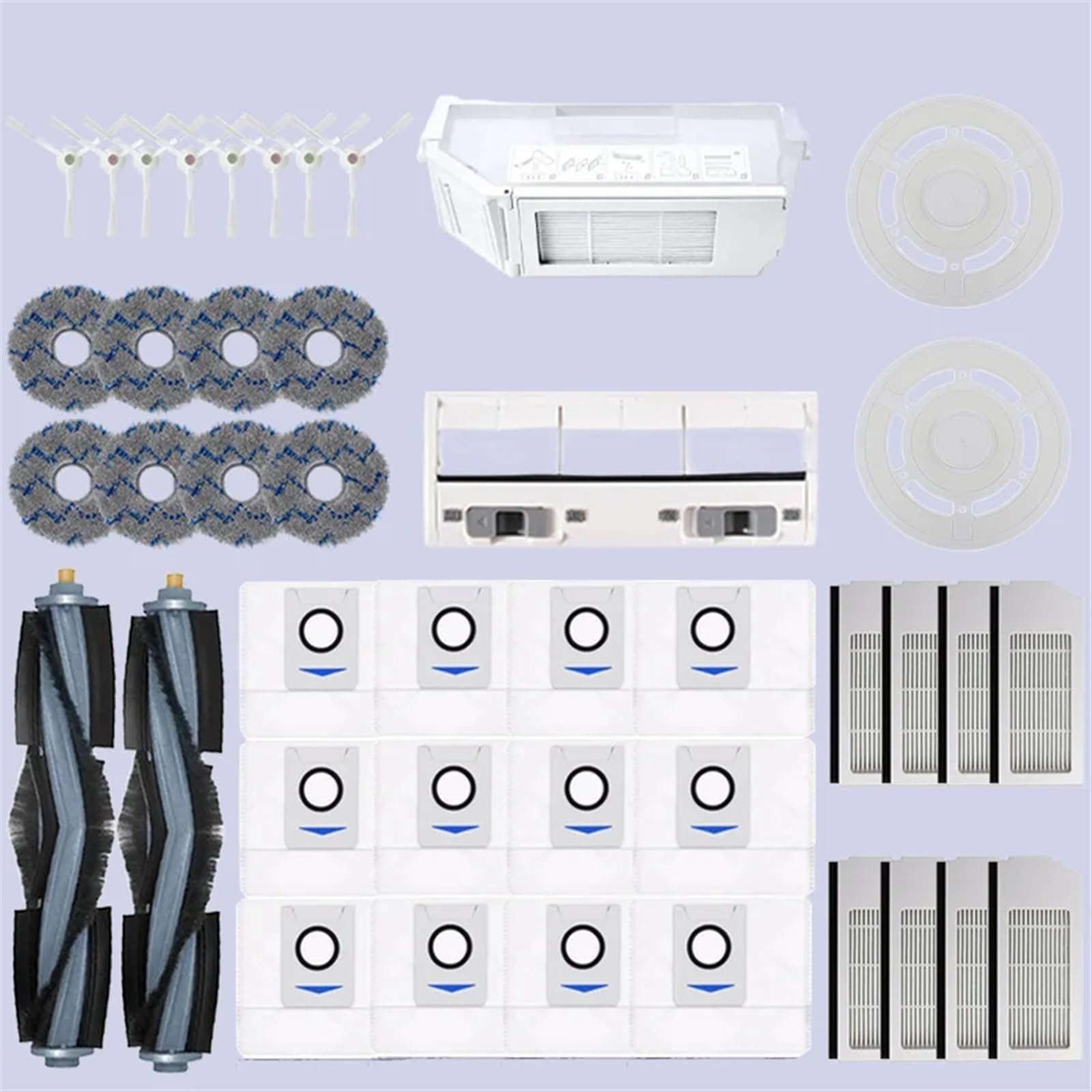 XEDLAMP for Ecovacs Deebot X1 Omni / T10 Omni Zubehör Roboter Staubsauger Teile Staubbeutel Hepa-Filter Wichtigsten Seite Pinsel mopp Mülleimer Roboterstaubsauger-Ersatzkit(42PCS) von XEDLAMP