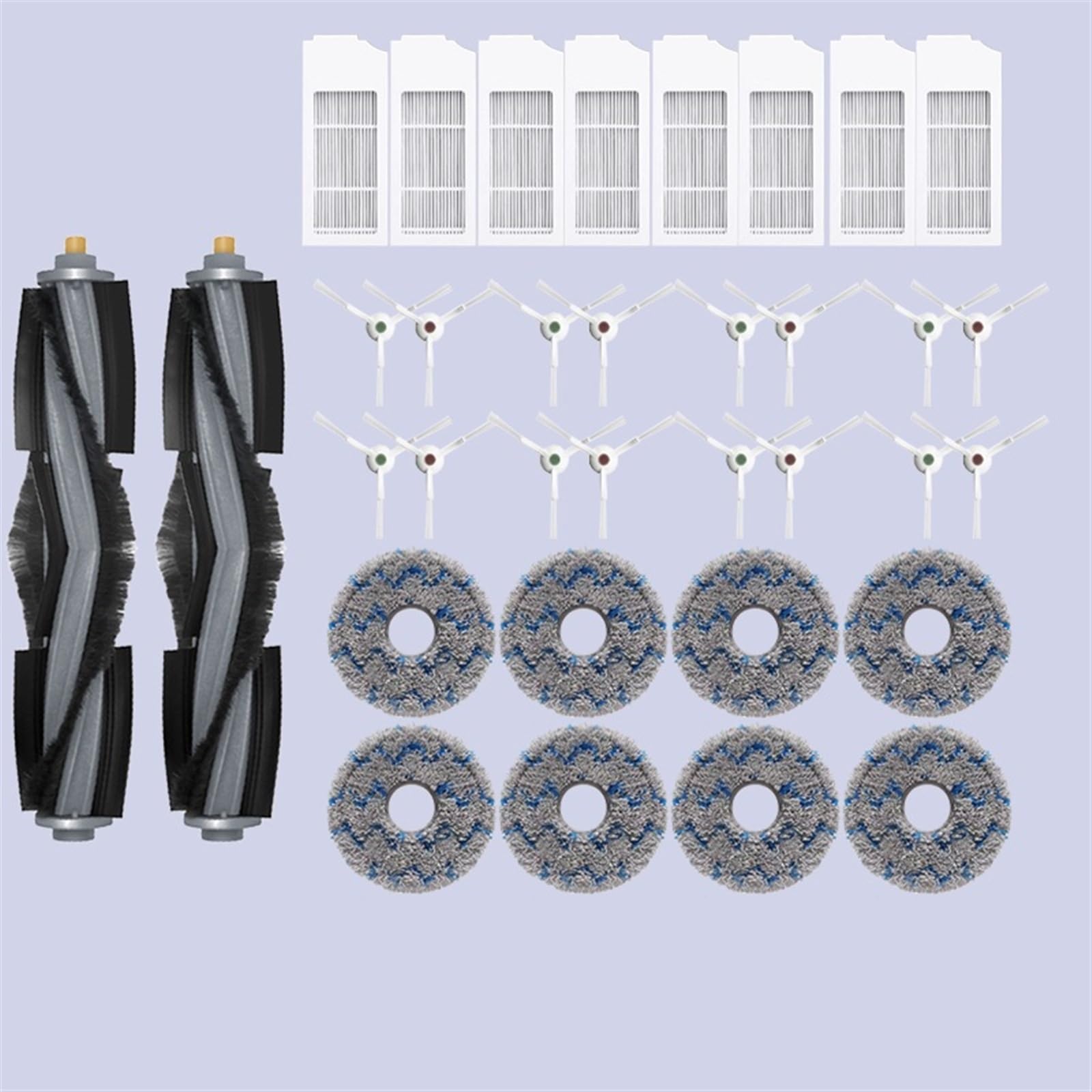 XEDLAMP for Ecovacs Deebot X1 Omni T10 Turbo Staubsauger Roboter Filter Seite Pinsel Reinigung Tuch Ersatzteile Staub Box Zubehör Roboterstaubsauger-Ersatzkit(34PCS) von XEDLAMP