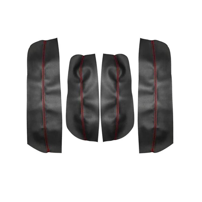 XEDLAMP for Peugeot, 3008 2011 2012 4 stücke Auto Innen Tür Armlehne Panel Mikrofaser Leder Abdeckung Dekor Auto-Innentürverkleidung(Black-red line) von XEDLAMP