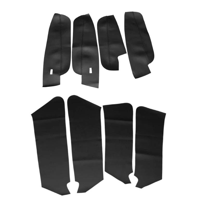 XEDLAMP for VW, for Tiguan, L 2017 2018 2019 8-teiliges Innen-Auto-Türgriff-Armlehnen-Panel, Mikrofaser-Lederbezug, dekorative Zierleiste Auto-Innentürverkleidung(8pcs Black-red line) von XEDLAMP