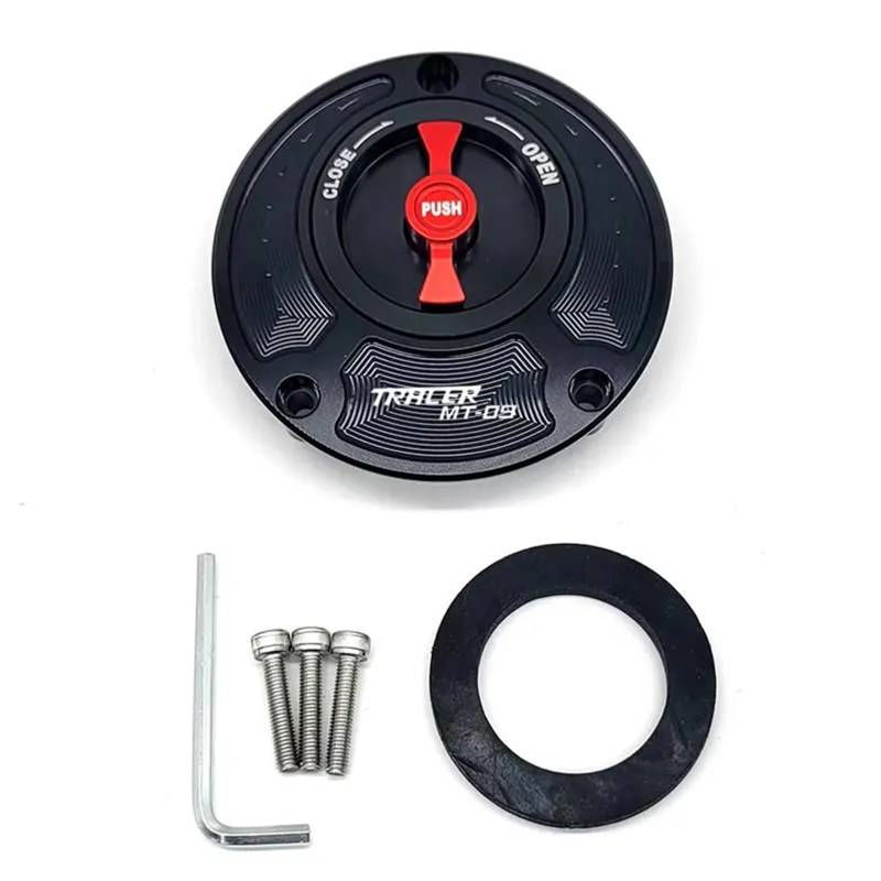 XEDLAMP for Yamaha, FJ09/MT09 Tracer 2015-2016, Tankdeckelabdeckung CNC-Aluminium Keyless-Motorradzubehör 6 Farben(Black and Red) von XEDLAMP
