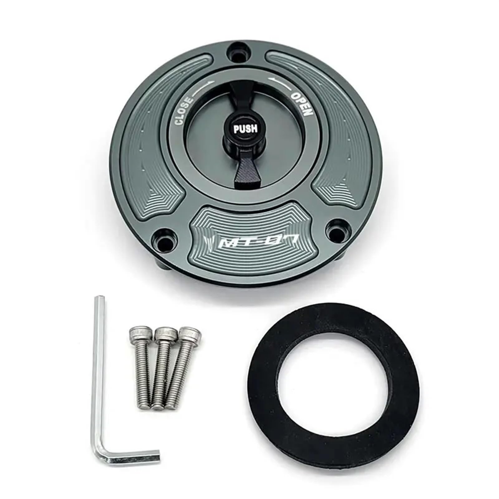 XEDLAMP for Yamaha, MT07 MT-07 FZ07 FZ-07 2014 2015 2016 CNC, Motorrad Tankdeckel Abdeckung Aluminium Keyless(Gray and Black) von XEDLAMP