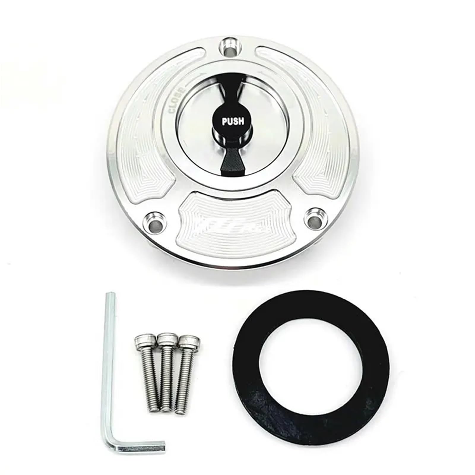 XEDLAMP for Yamaha, YZF R125 2012, Tankdeckelabdeckung CNC-Aluminium Keyless-Motorradzubehör 6 Farben(Silver and Black) von XEDLAMP