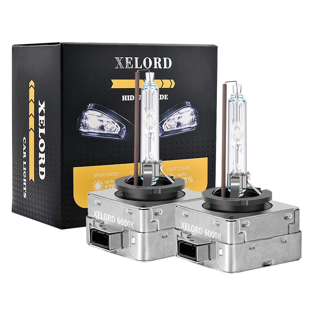 D1S Xenon Brenner Scheinwerferlampe 6000K Diamond Weißlicht 35W HID Fahrzeugscheinwerferbirne12V (2 Lampen) von XELORD