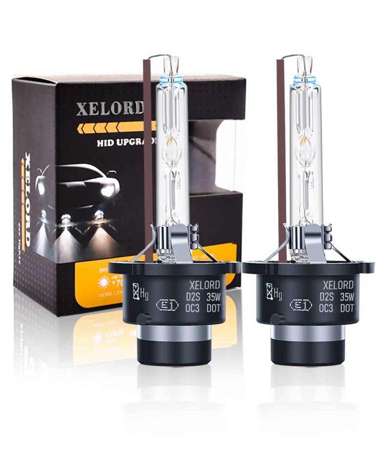 XELORD D2S Xenon Brenner 6000K HID Scheinwerfer lampe 35W für Autoscheinwerfer 12V Upgrade-Version - 2 Stück von XELORD