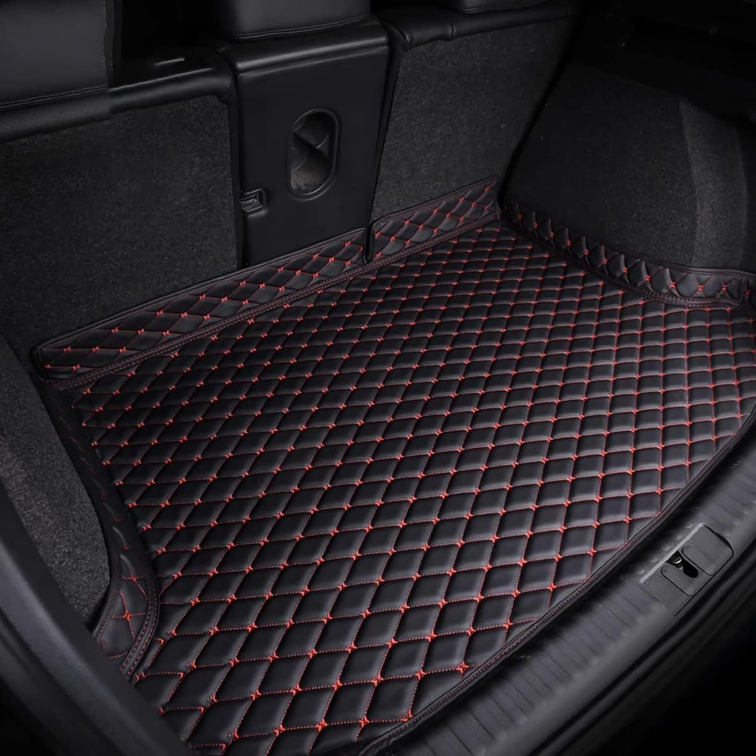 Auto Kofferraum Schutzmatte für Ford ECOSPORT 2018-2023, Langlebiges Wasserdicht Kratzfest Kofferraum Schutzmatte Interieur ZubehöR,Black-Red von XENITE