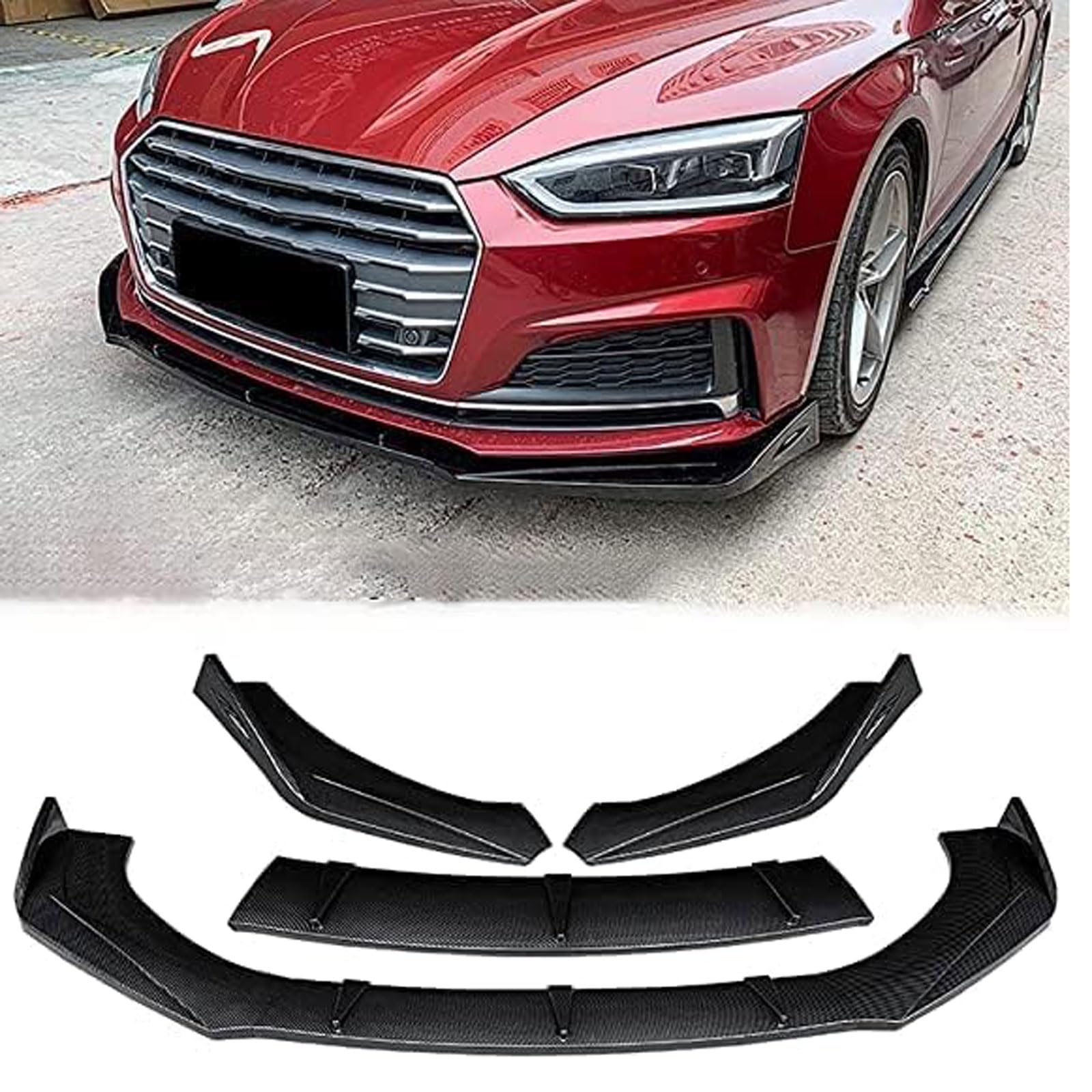 Frontspoiler Lippe Spoilerlippe Splitter Für Audi A5 RS5 2012-2018 2019 2020 2021 2022, Stoßstange Lippe Front Spoiler Tuning Auto zubehör,Carbon Fiber Look von XENITE