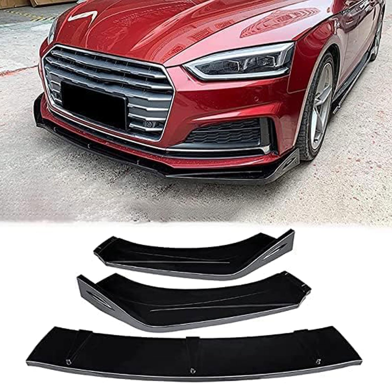 Frontspoiler Lippe Spoilerlippe Splitter Für Audi A5 RS5 2012-2018 2019 2020 2021 2022, Stoßstange Lippe Front Spoiler Tuning Auto zubehör,Gloss Black von XENITE