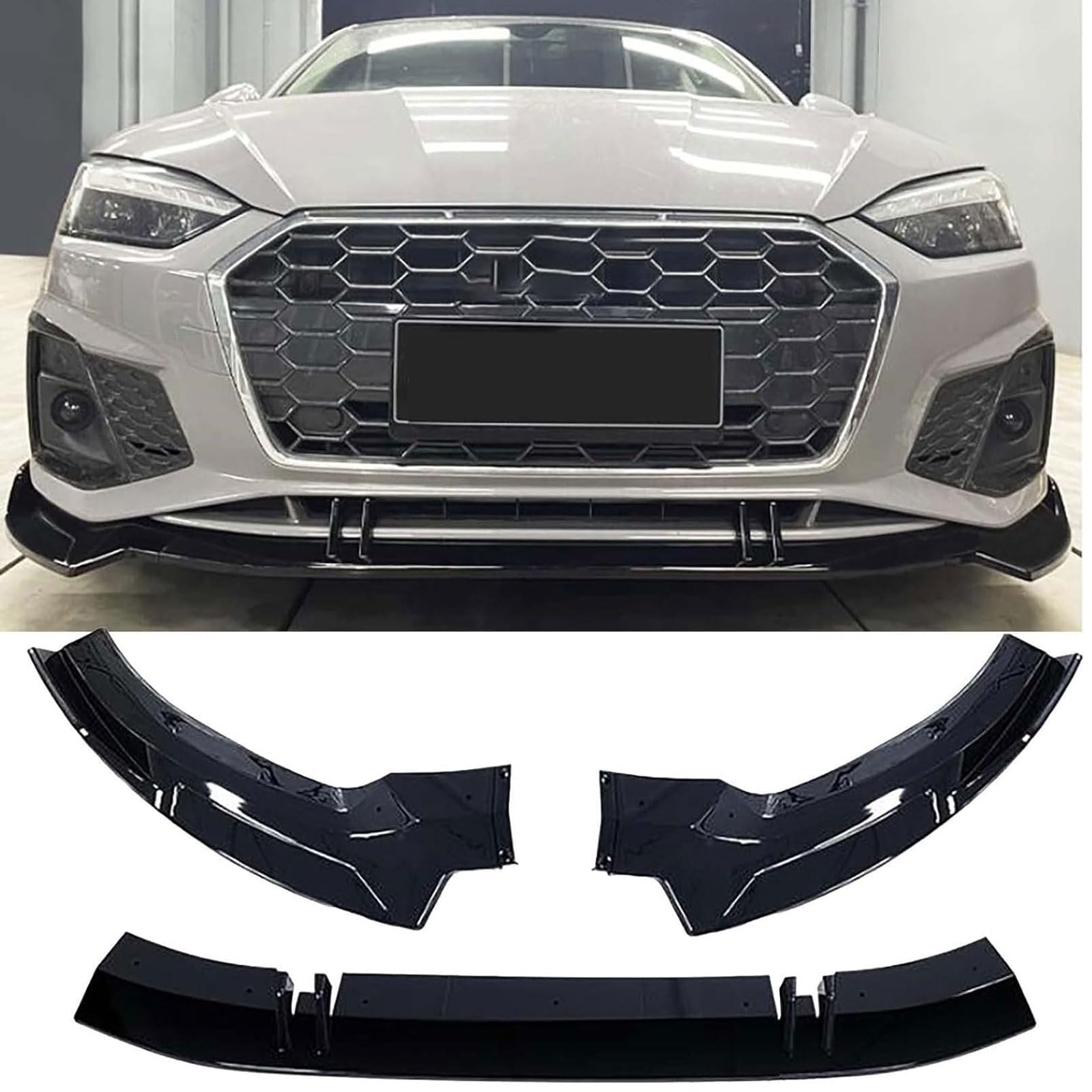 Frontspoiler Lippe Spoilerlippe Splitter Für Audi A5 S5 RS5 Sportback 2021 2022+, Stoßstange Lippe Front Spoiler Tuning Auto zubehör,Glossy Black Frontspoiler Lippe Spoilerlippe Splitter Für Audi A5 S5 RS5 Sportback 2021 2022+, Stoßstange Lippe Front Spoiler Tuning Auto zubehör,Glossy Black von XENITE
