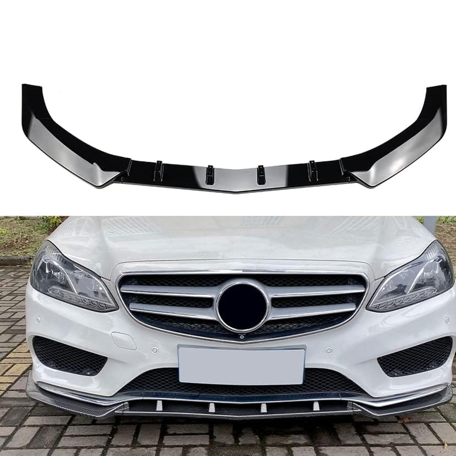 Frontspoiler Lippe Spoilerlippe Splitter Für Mercedes Benz E-Class W212 Facelift AMG Line 2013 2014 2015, Stoßstange Lippe Front Spoiler Tuning Auto zubehör,Black von XENITE