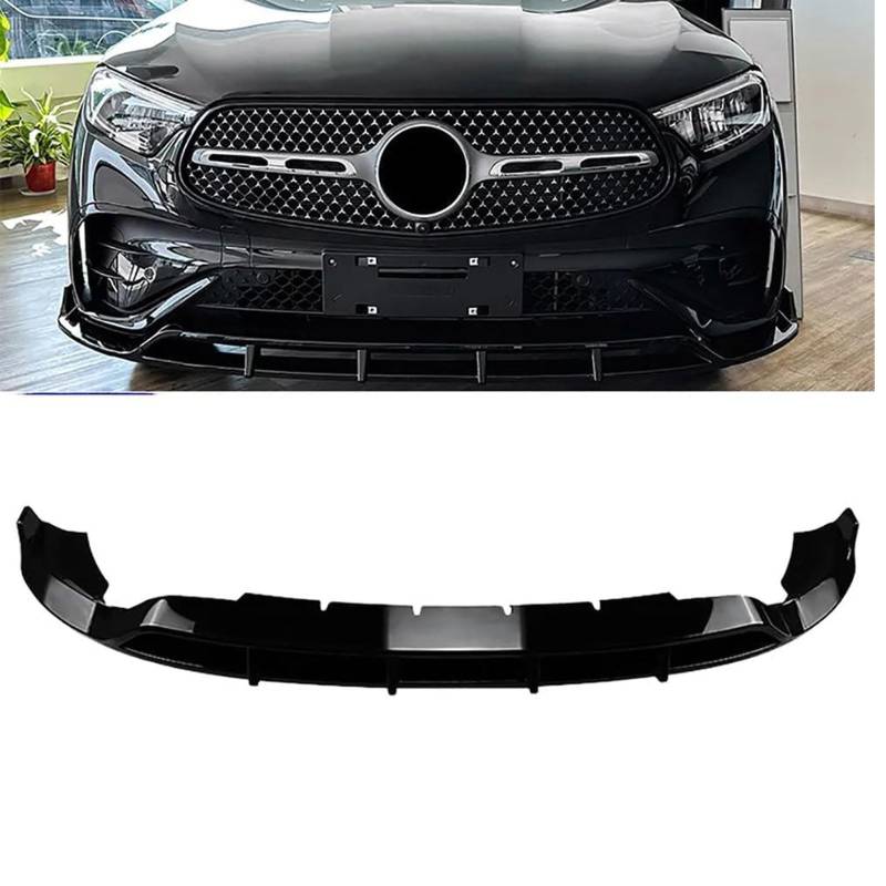 Frontspoiler Lippe Spoilerlippe Splitter Für Mercedes Benz GLC Class X254 GLC260 300 2023+, Stoßstange Lippe Front Spoiler Tuning Auto zubehör,Black von XENITE