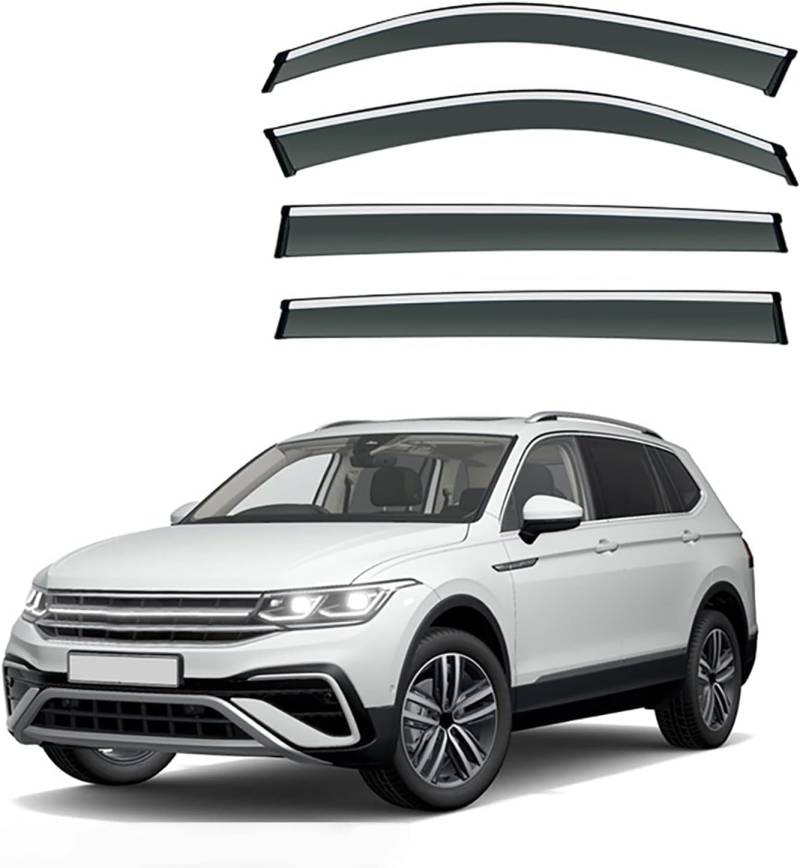 XENITE 4 Stück Windabweiser Autofenster für VW Tiguan Allspace(7seat) MK2 2017-2020 2021 2022 2023, Autofenster Regenschutz Regenabweiser Integrierte Deflektoren Zubehör von XENITE