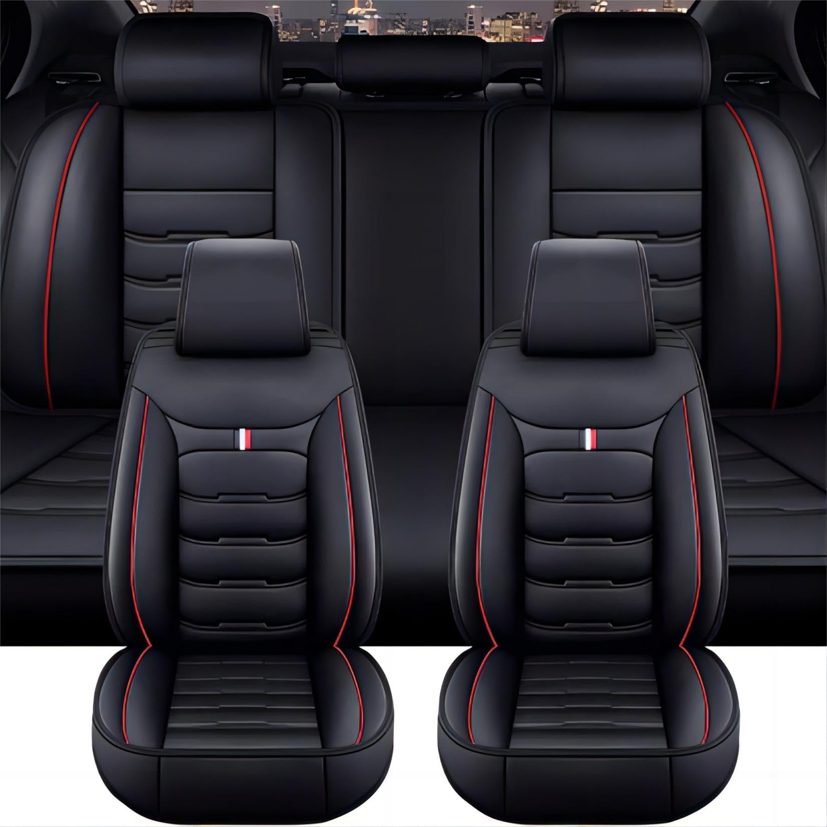XENITE Autositzbezüge für Renault Arkana Captur Taliant Kiger Austral Koleos Kadjar, Car Seat Cover Auto Schonbezüge Auto Sitzbezug Wasserdicht Sitzschoner Auto Zubehör,Black-Red XENITE Autositzbezüge für Renault Arkana Captur Taliant Kiger Austral Koleos Kadjar, Car Seat Cover Auto Schonbezüge Auto Sitzbezug Wasserdicht Sitzschoner Auto Zubehör,Black-Red von XENITE