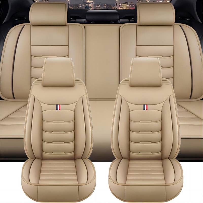 XENITE Autositzbezüge für VW Golf 8 Golf VIII 2020 2021 2022 2023, Custom Car Seat Cover Sets Full Set Sitzbezüge Sitzbezug Auto Zubehör Innenraum,Beige von XENITE