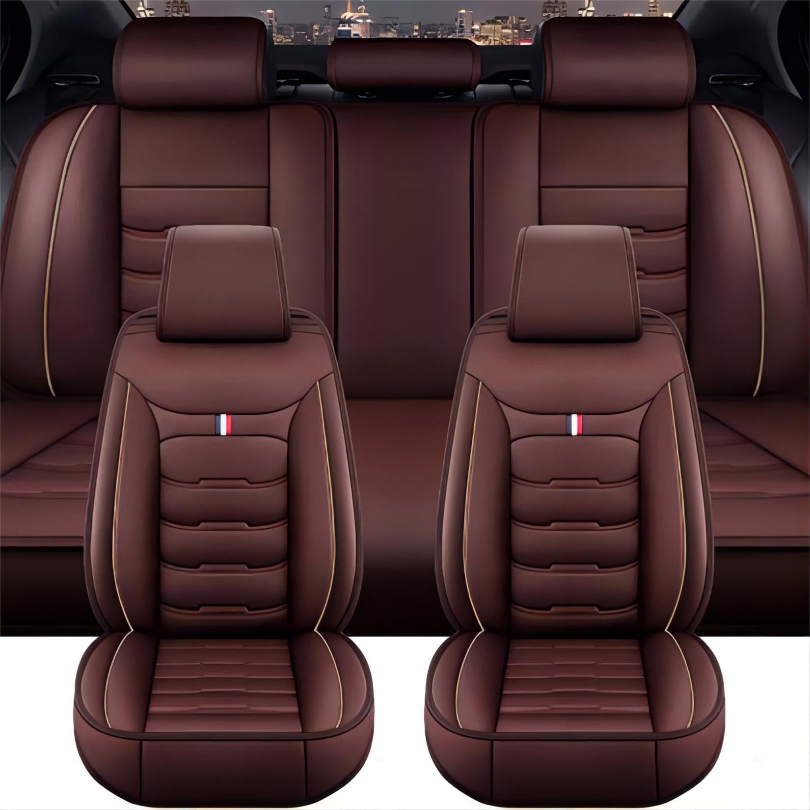 XENITE Autositzbezüge für VW Golf 8 Golf VIII 2020 2021 2022 2023, Custom Car Seat Cover Sets Full Set Sitzbezüge Sitzbezug Auto Zubehör Innenraum,Coffee von XENITE