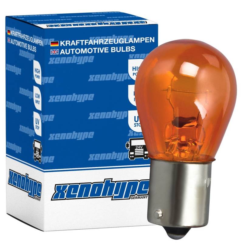 XENOHYPE 2x PY21W Premium BAU15s 24 V 21 Watt LKW Kugellampe Blinkerlampe von XENOHYPE