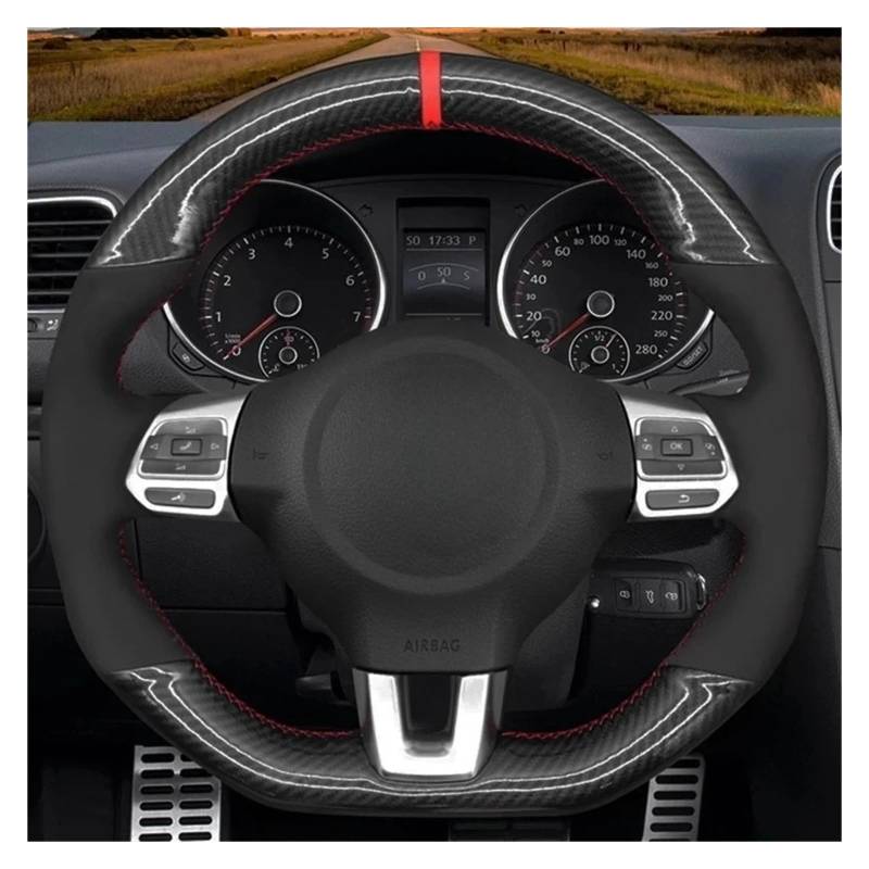 Auto Lenkradbezug Für Vw Für Golf 6 Für GTI MK6 Für GTI Für Scirocco R Für Passat CC Für R-Linie 2010 Auto Lenkrad Abdeckung Schwarz Wildleder Auto Lenkradabdeckung(Style 7) von XEXJHQQ