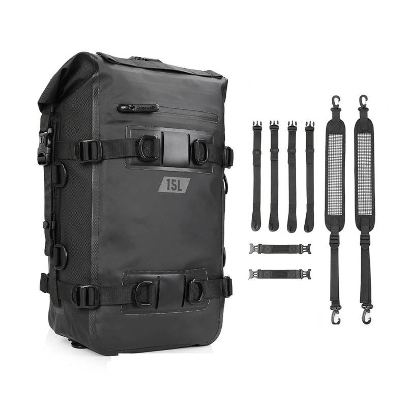 Motorrad Satteltaschen wasserdichte Seitensitz-Motor-Pack-Tank-Gepäcktasche Satteltasche Multifunktionales Reisegepäck Motorrad Werkzeug(Black-15L) von XEXJHQQ
