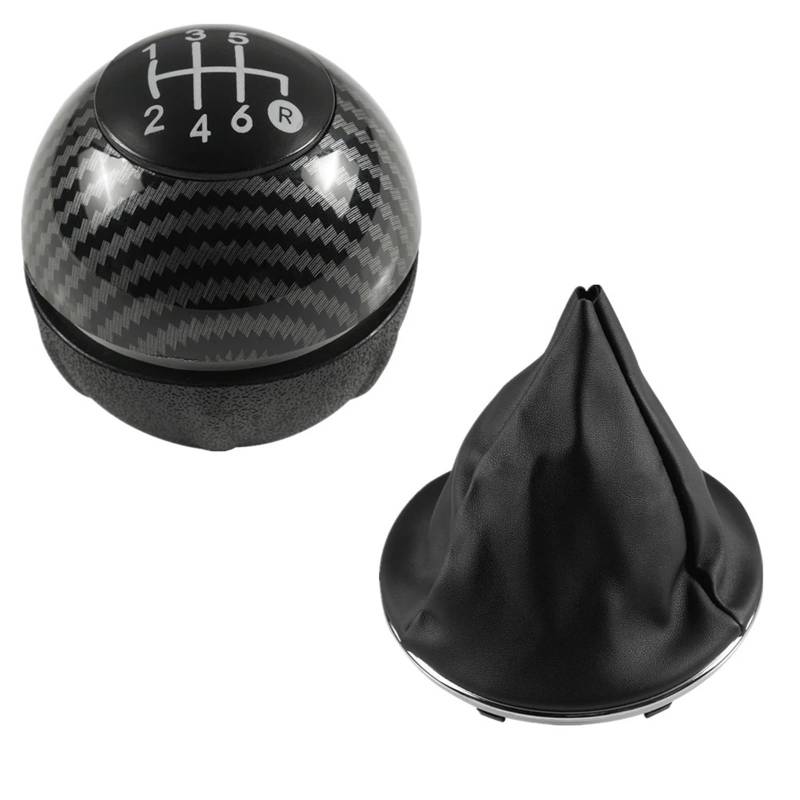Schaltknauf Abdeckung Für FIAT 500 Für 500C 2007-2018 5/6 Geschwindigkeit Schaltknauf Sitck Kopf Leder Gamasche Boot Abdeckung Fall Glänzend Schwarz Schaltknüppel(2pcs Carbon 6speed) von XEXJHQQ