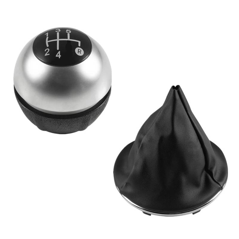Schaltknauf Abdeckung Für FIAT 500 Für 500C 2007-2018 5/6 Geschwindigkeit Schaltknauf Sitck Kopf Leder Gamasche Boot Abdeckung Fall Glänzend Schwarz Schaltknüppel(2pcs Silver 5speed) von XEXJHQQ