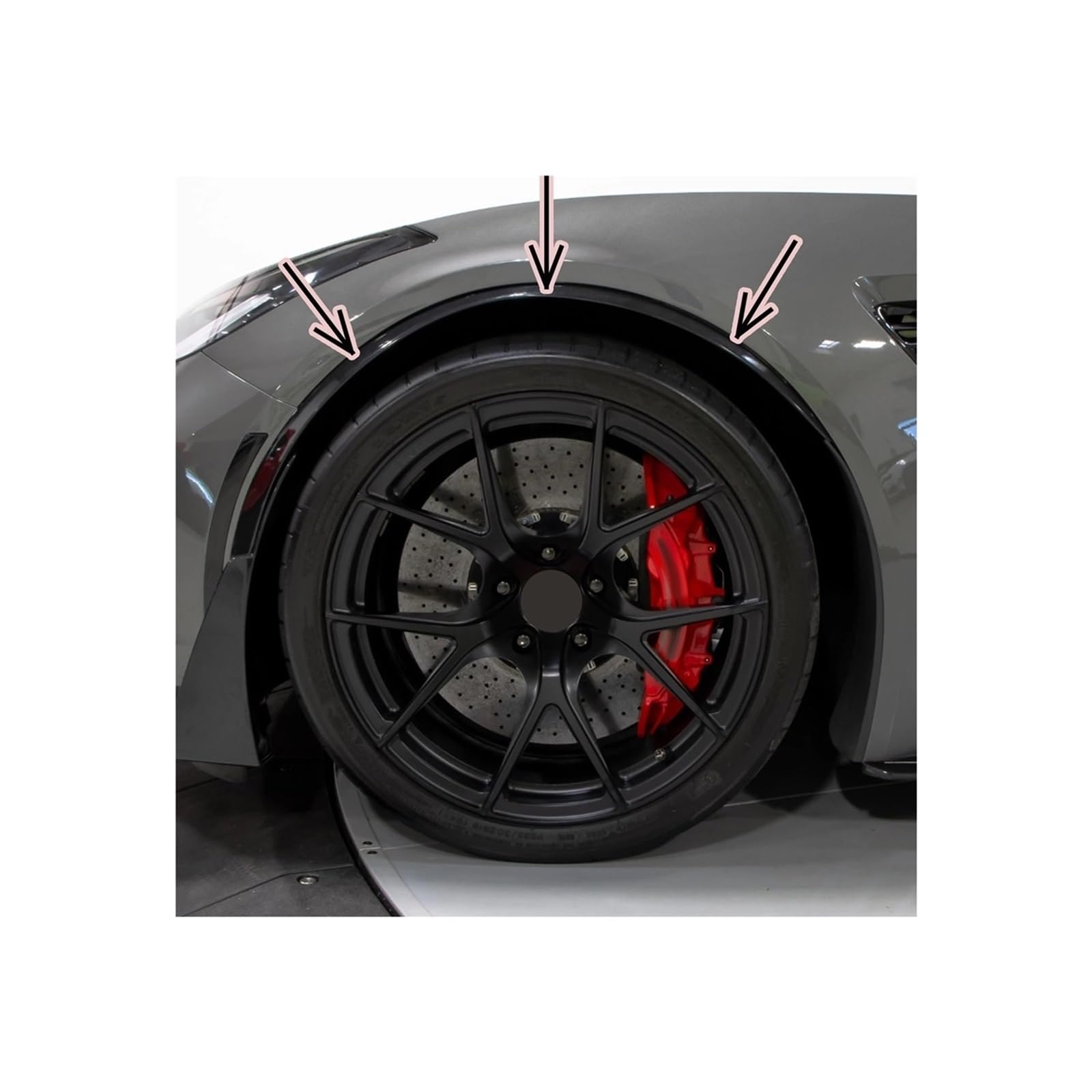 2-teilige Auto-Vorderrad-Augenbraue, kompatibel mit Chevrolet Corvette C7 2014–2019, alle Modelle, glänzend schwarz, Carbon-Optik, Kotflügel-Zubehör(Glossy black) von XFSBHMKH