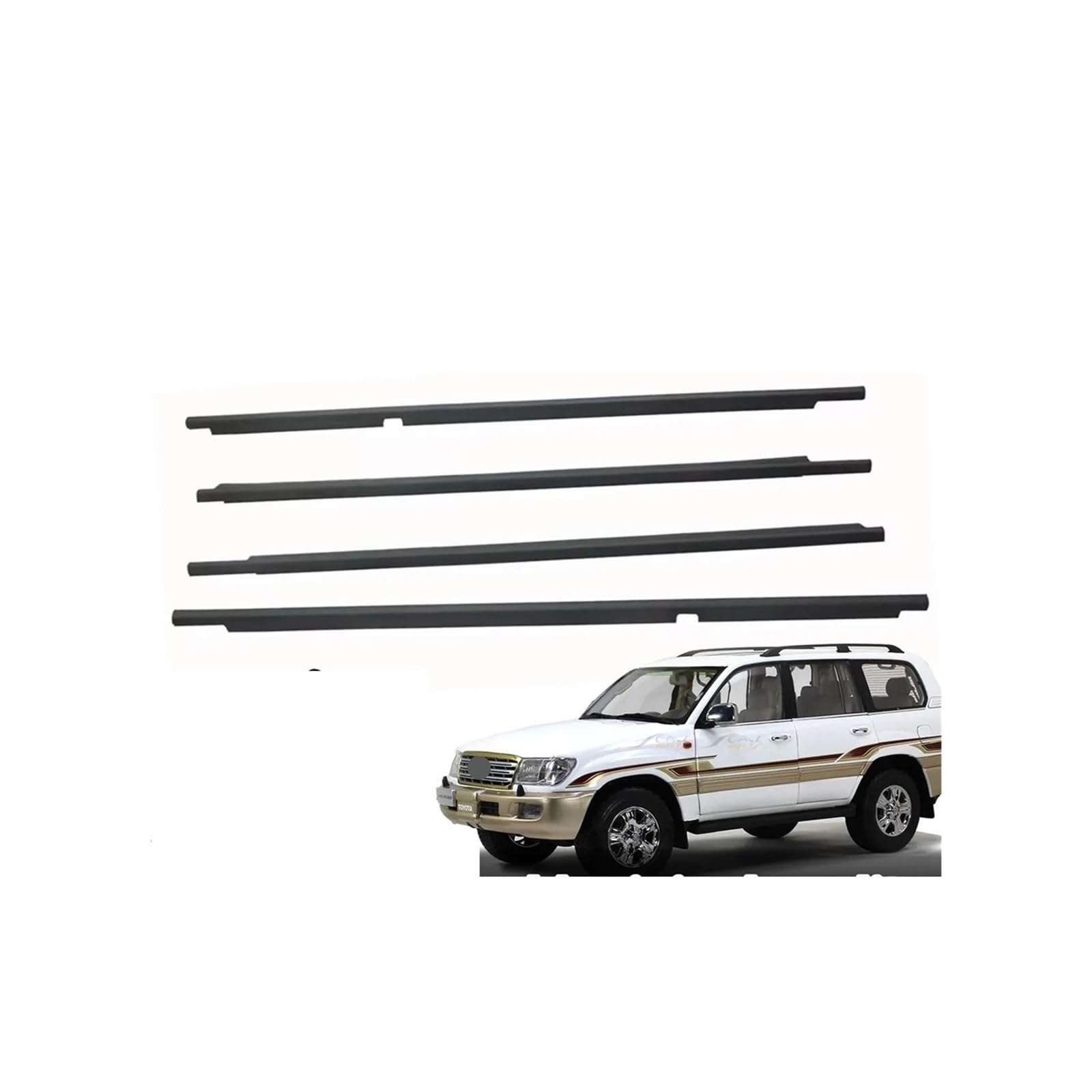 4 Stück Außenfenster-Gummi-Dichtungsstreifen, Türdichtungs-Gurtform, passend for Toyota Land Cruiser LC100 LX450 1998–2007, Schwarz von XFSBHMKH