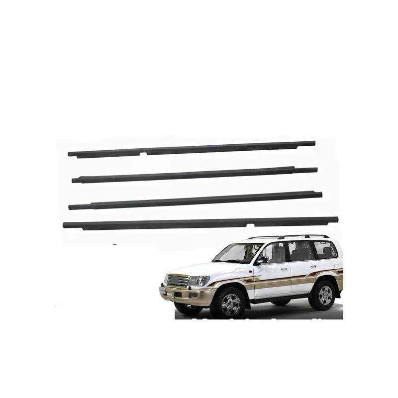 4 Stück Außenfenster-Gummi-Dichtungsstreifen, Türdichtungs-Gurtform, passend for Toyota Land Cruiser LC100 LX450 1998–2007, Schwarz von XFSBHMKH