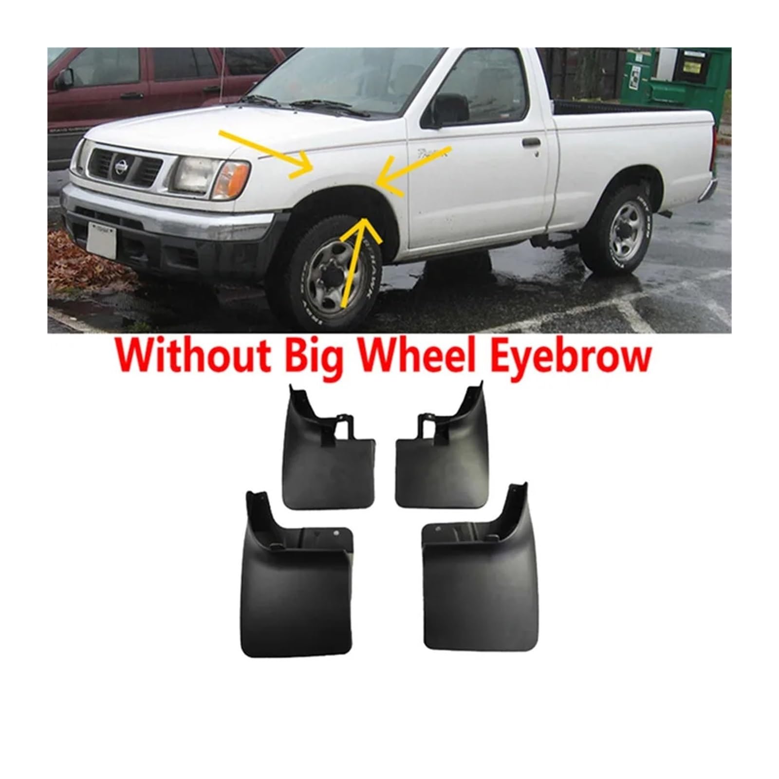4 Stück Spritzschutz Schmutzfänger Kotflügel Kotflügelverbreiterungen Zubehör kompatibel for Nissan Navara D22 Datsun Frontier NP300 1998–2014(No wheel eyebrows) von XFSBHMKH