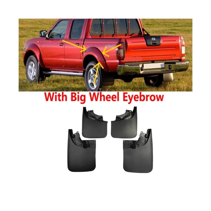 4 Stück Spritzschutz Schmutzfänger Kotflügel Kotflügelverbreiterungen Zubehör kompatibel for Nissan Navara D22 Datsun Frontier NP300 1998–2014(Wheel eyebrow) von XFSBHMKH