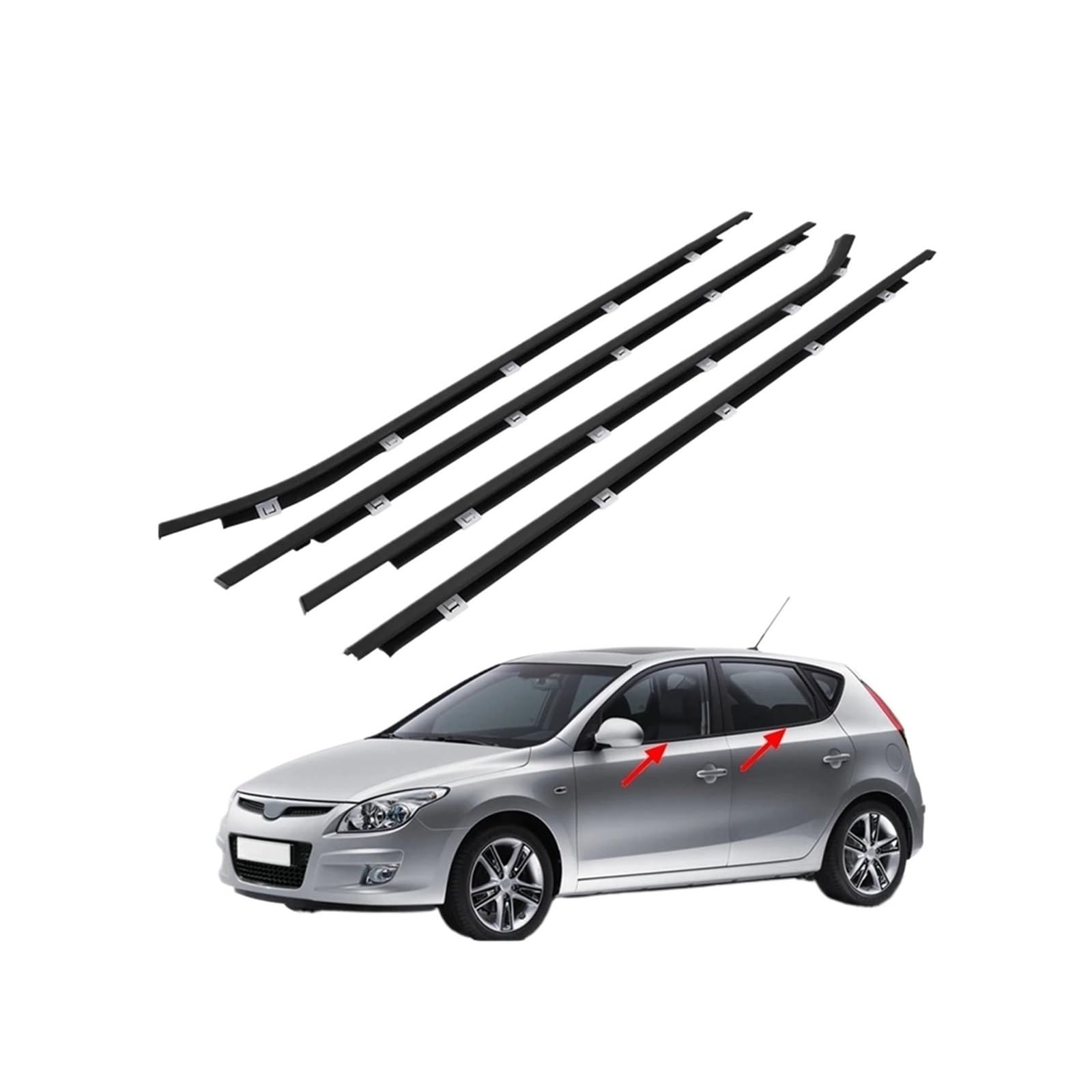 4 teile/satz Autotür-fensterglas-wetterstreifen Kompatibel for Hyundai I30 FD Hatch 2007 2008 2009 2010 2011 2012 Türen Außenverkleidung Dichtungsband von XFSBHMKH