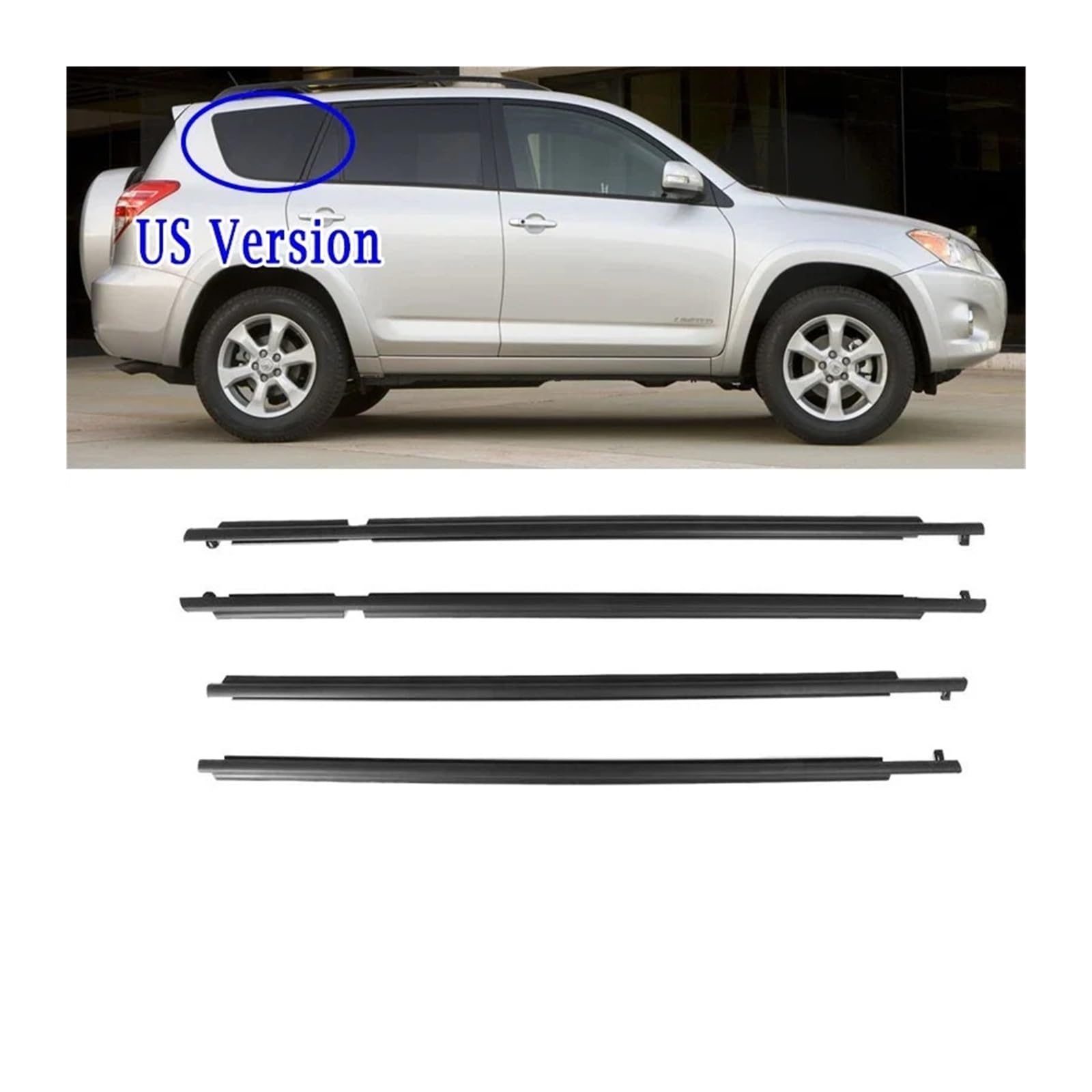 4-teiliges Dichtungsprofil for Autofenster, äußere Glasdichtung, Dichtungsband, Gummistreifen, kompatibel mit Toyota RAV4 2006–2012 (nur US-Version)(Style B) von XFSBHMKH