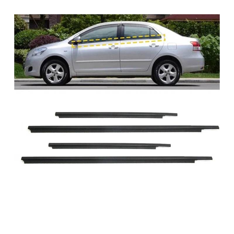 4-teiliges Fenster-Dichtungsprofil, kompatibel mit Toyota Vios, Seitentür-Formteil, Gummidichtungsbänder for 2002–2007/2008–2013/2014–2018, Dichtungen(2002-2007) von XFSBHMKH