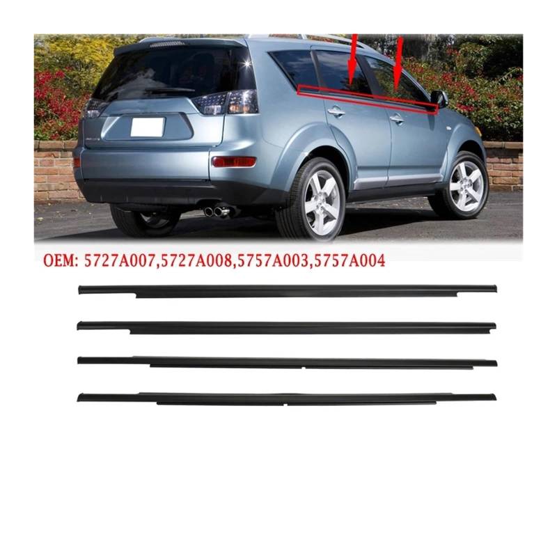 4-teiliges Fensterglas-Dichtungsprofil, kompatibel mit Mitsubishi Outlander 2007–2012 2013–2018 5727A007 5727A008, Seitentür-Formteil, Dichtung(Style a) von XFSBHMKH