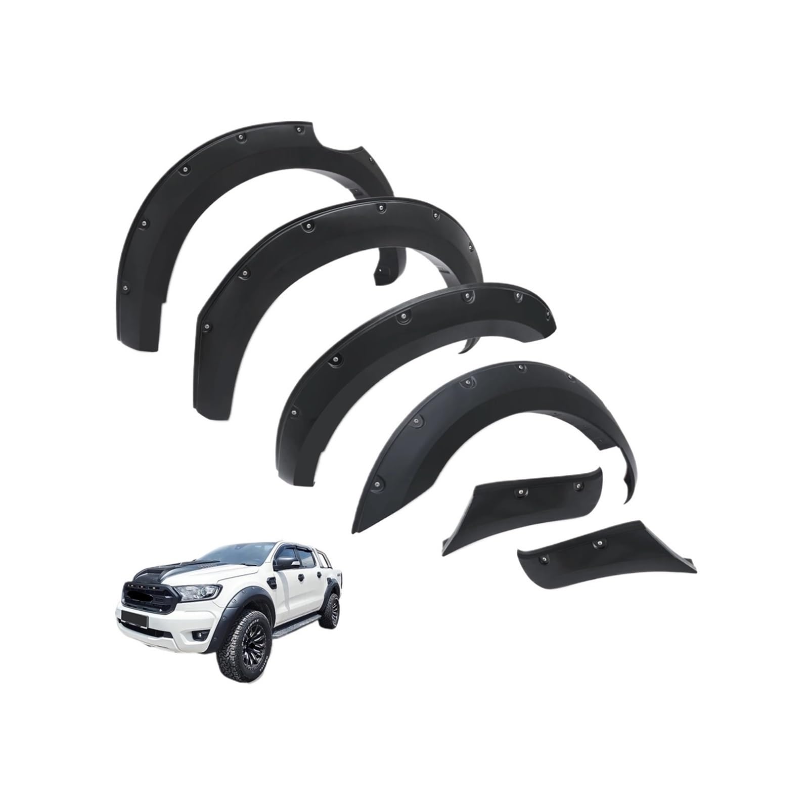 6'' Radlaufverlängerung Kotflügelverbreiterungen kompatibel for Ford Ranger Wildtrak Limited XLT XL 2015-2022 T7 T8 Modelle Dual Cab Kotflügel(Without sensor) von XFSBHMKH