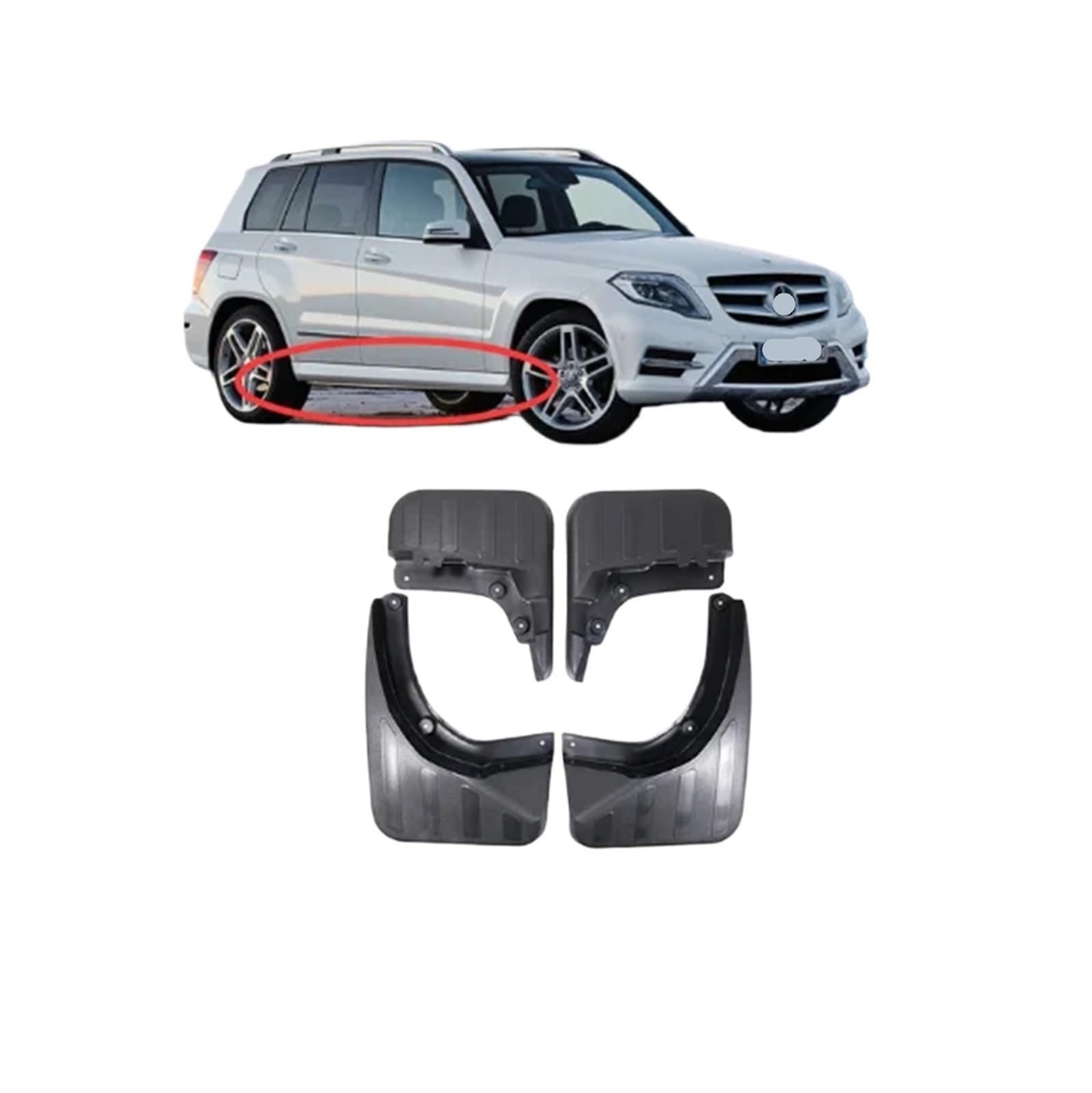 Auto-Schmutzfänger kompatibel for Mercedes Benz GLK-Klasse X204 2009~2015 200 250 300 350 Kotflügel Spritzschutz Kotflügel Schmutzfänger Autozubehör(Fit Had Step door) von XFSBHMKH