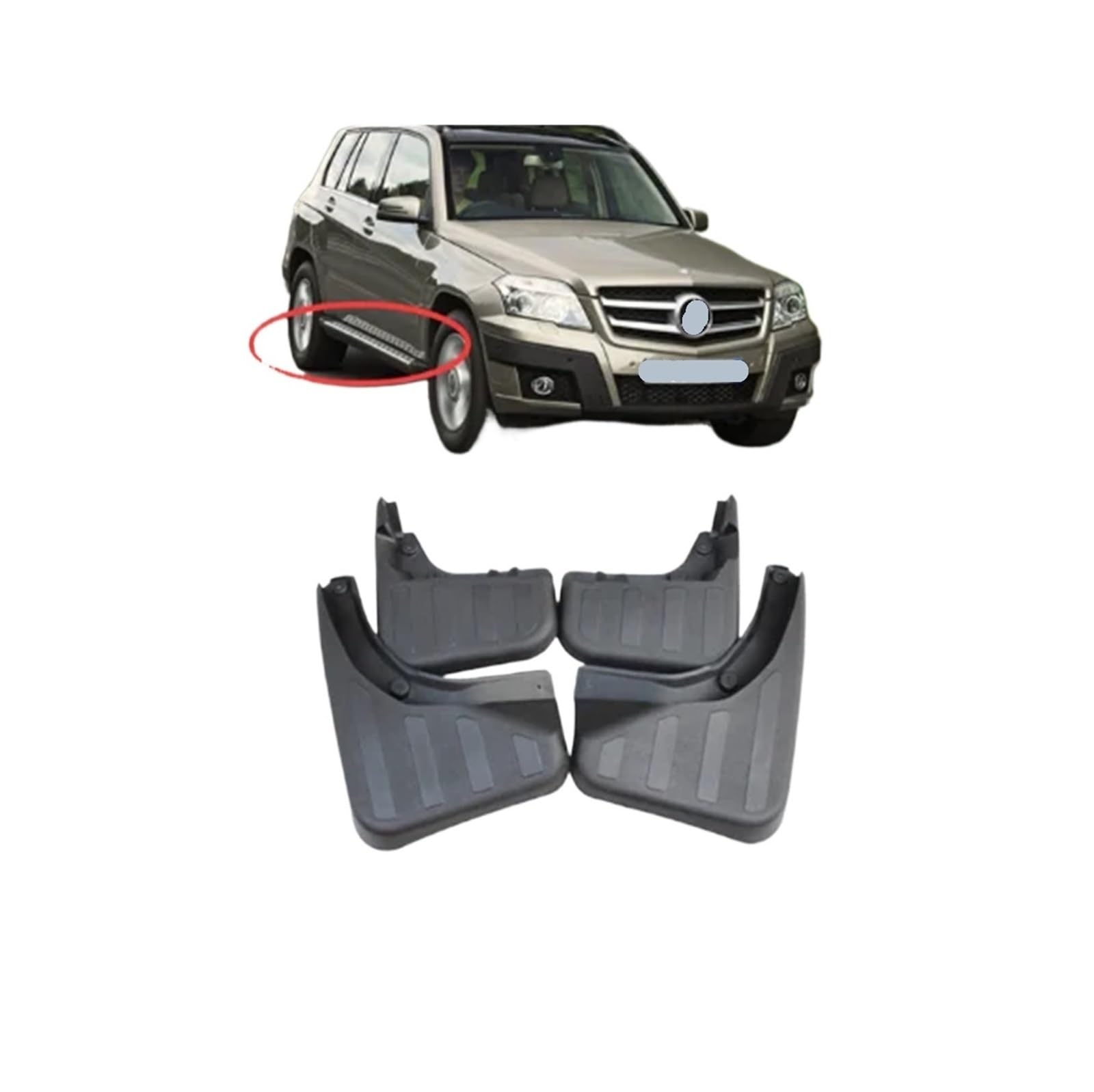 Auto-Schmutzfänger kompatibel for Mercedes Benz GLK-Klasse X204 2009~2015 200 250 300 350 Kotflügel Spritzschutz Kotflügel Schmutzfänger Autozubehör(Whitout Step door) von XFSBHMKH