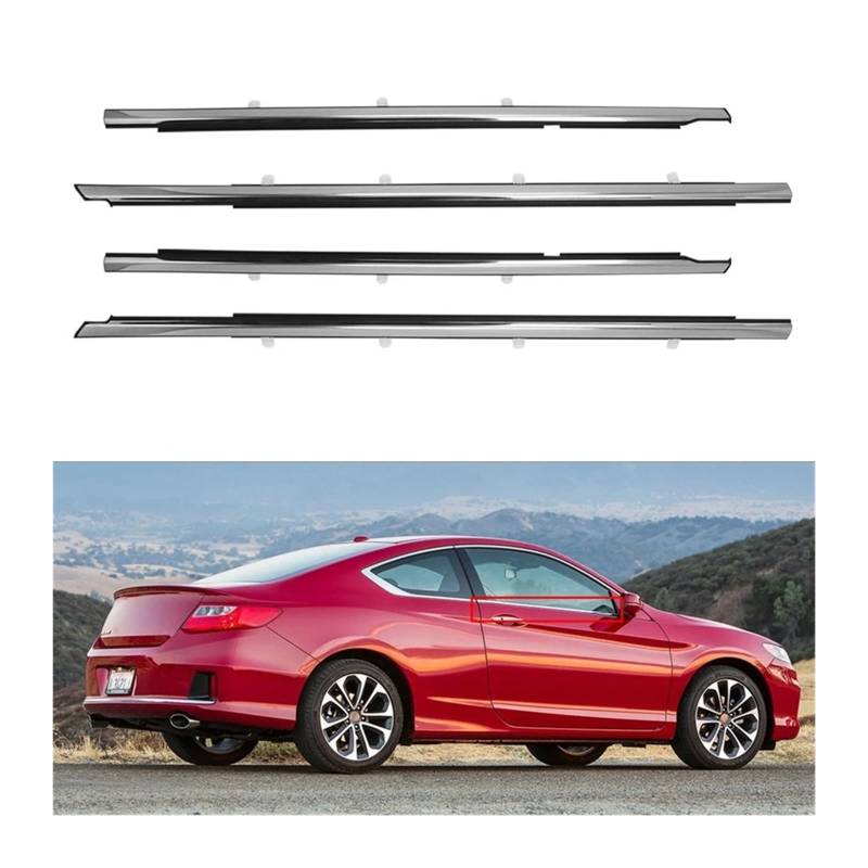 Autofenster-Dichtungsstreifen, kompatibel mit Honda Accord 2008–2012, Chrom-Seitentür-Zierleiste, äußere Fensterglas-Dichtungsbänder von XFSBHMKH