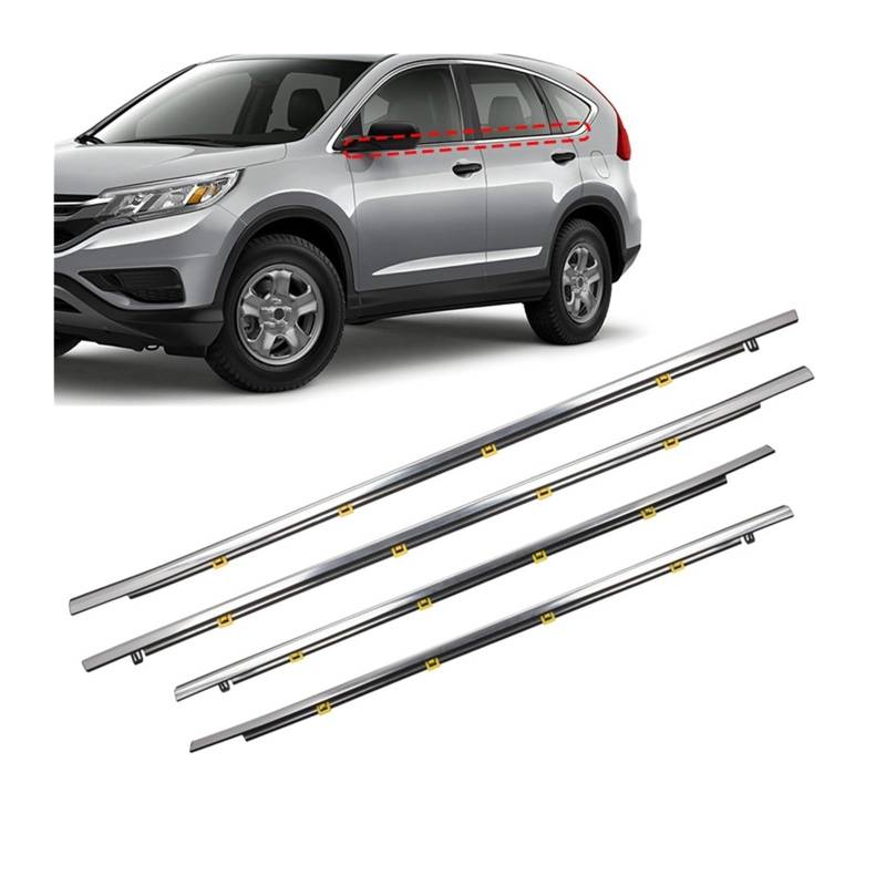 Autofenster-Dichtungsstreifen, kompatibel mit Honda CRV CR-V 2007–2022, Chrom-Seitentürform, Ziergürtel, äußere Fensterglas-Dichtungsleiste, 4 Stück(2017-2022) von XFSBHMKH